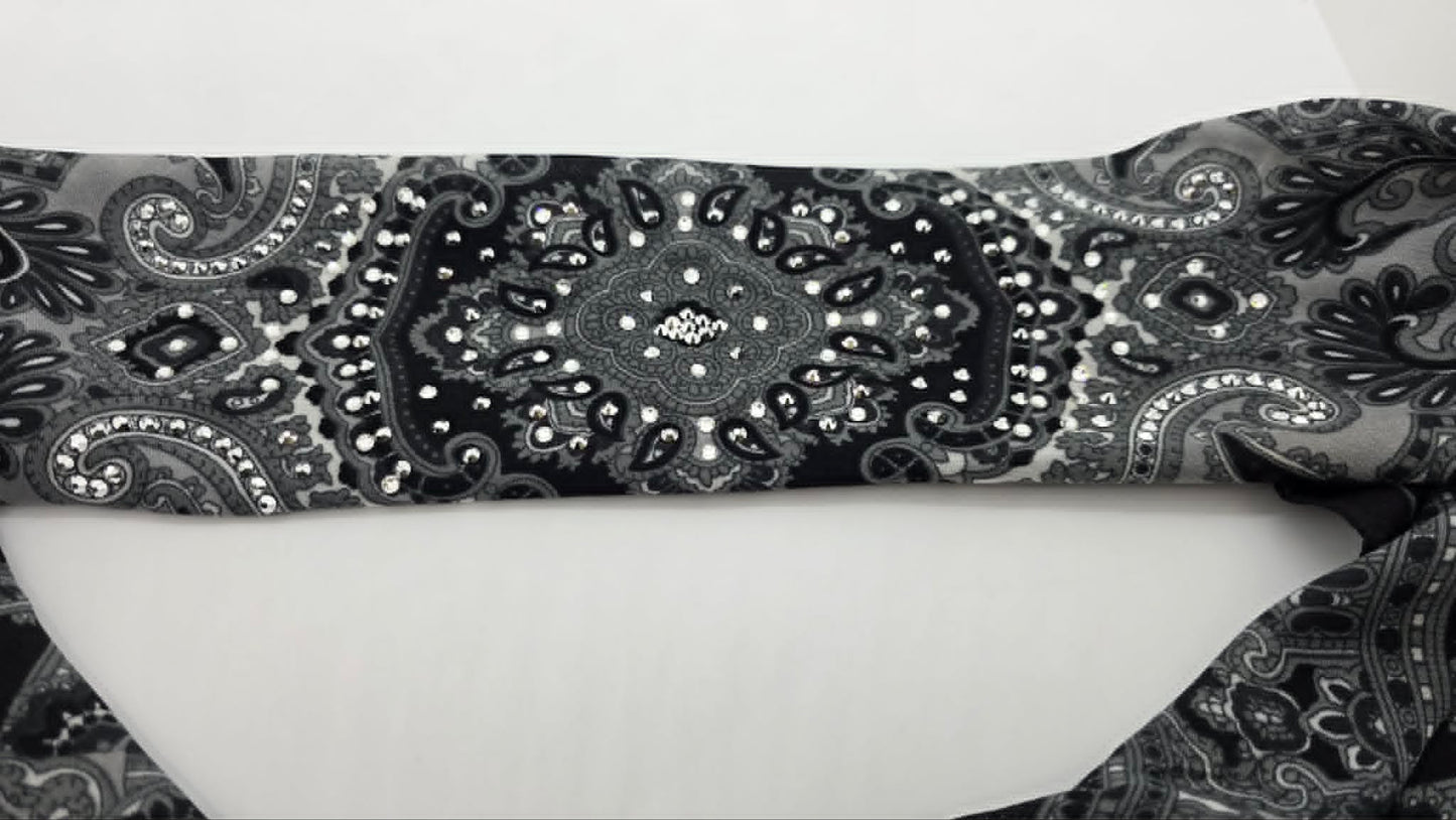 Black Scarf with Chrome and Diamond Clear Austrian Crystals (LS30009)