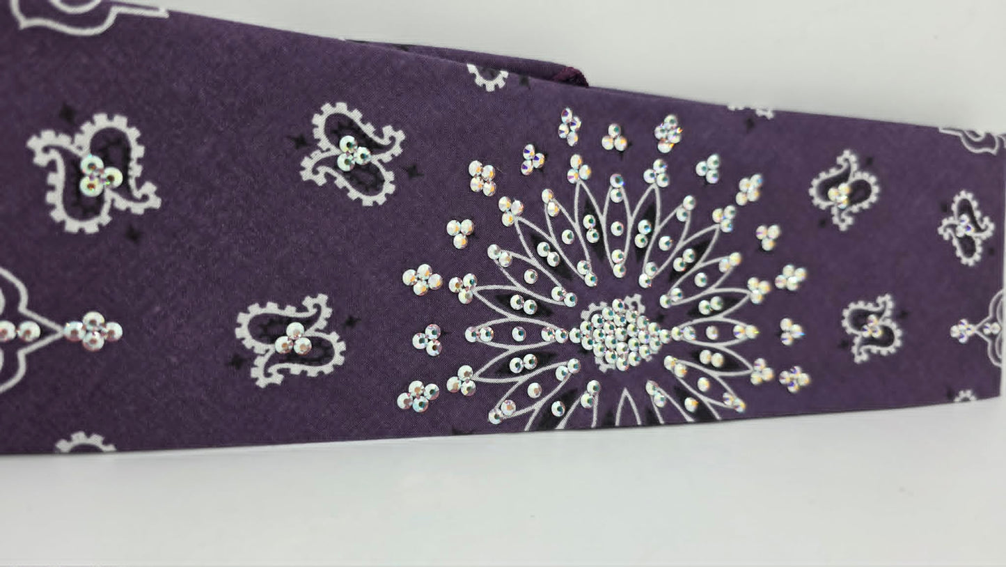 Plum Paisley Bandana with Aurora Borealis Austrian Crystals (E60135)