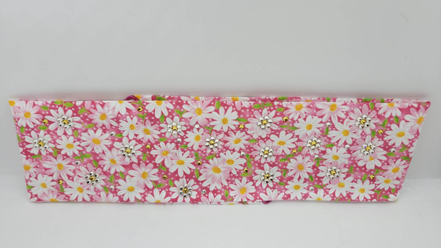 Pink and Yellow Daisies with Yellow and Diamond Clear Austrian Crystals (Sku1105)