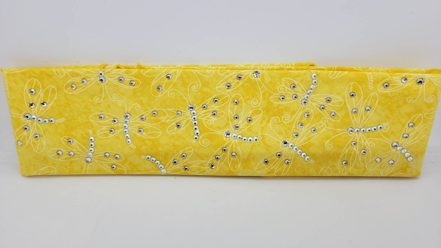 Yellow Dragonfly with Diamond Clear and Aurora Borealis Austrian Crystals (Sku1265)