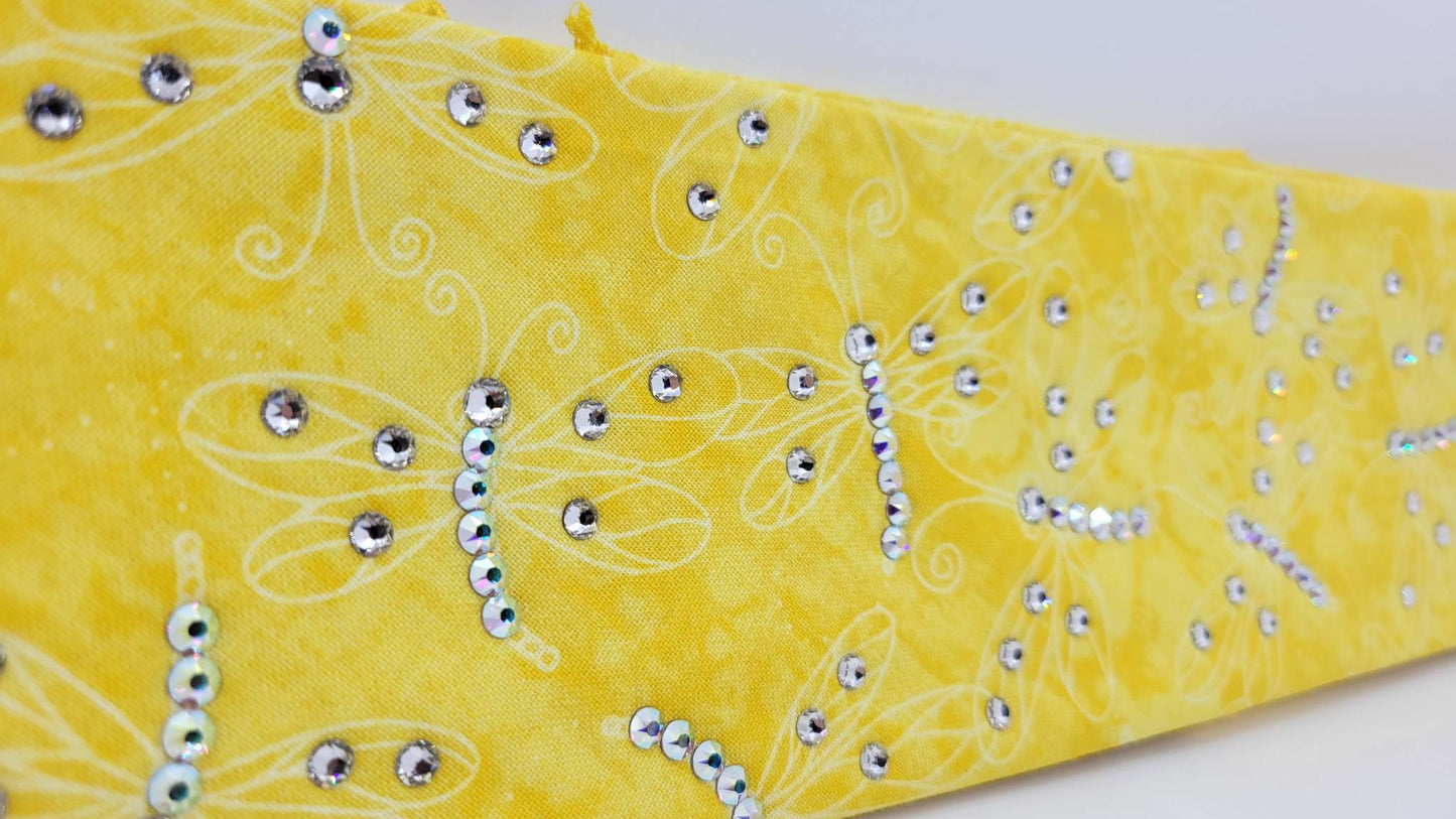 Yellow Dragonfly with Diamond Clear and Aurora Borealis Austrian Crystals (Sku1265)