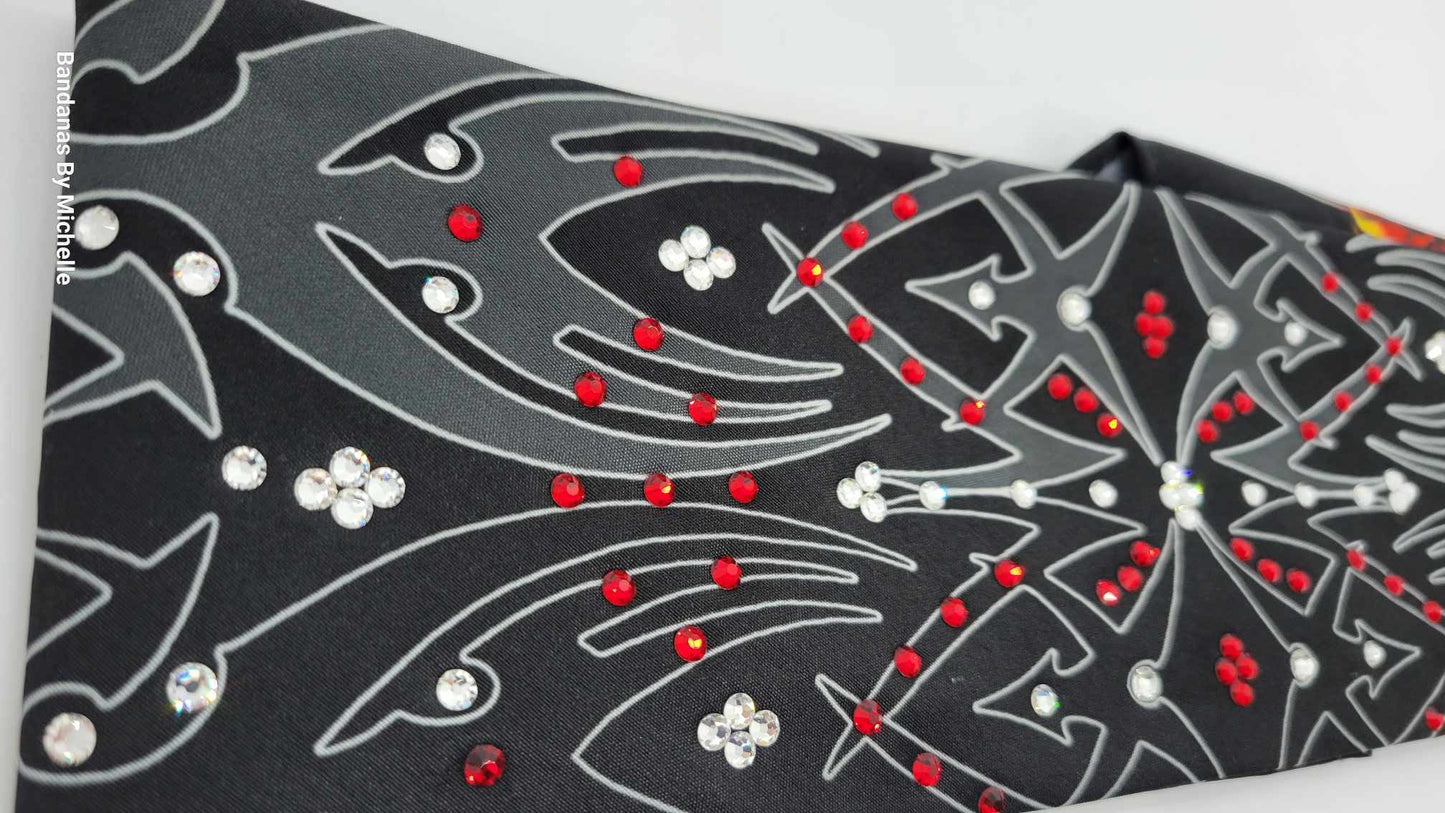 Tribal Bandana with Red and Clear Austrian Crystals (Sku1671)