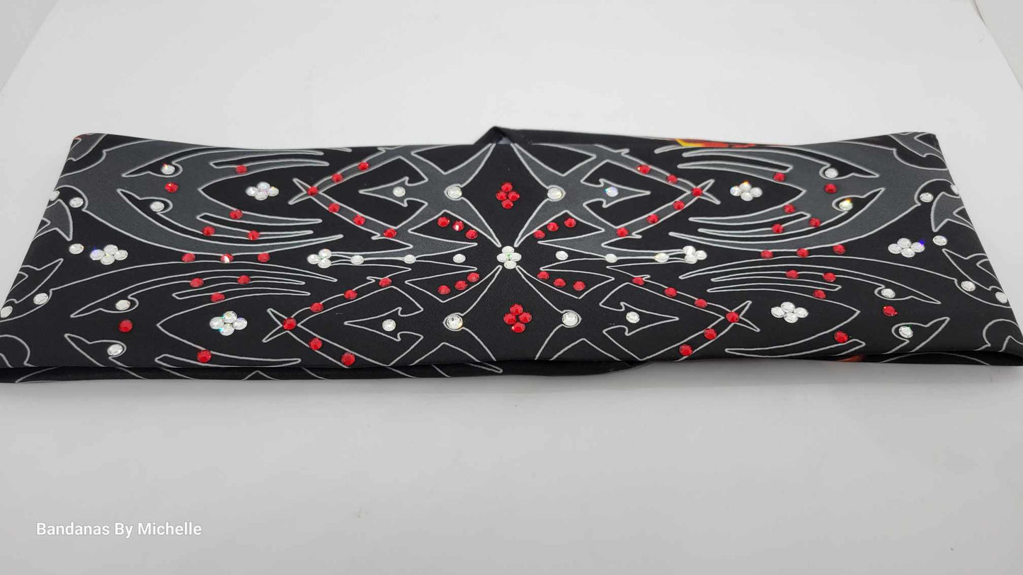 Tribal Bandana with Red and Clear Austrian Crystals (Sku1671)