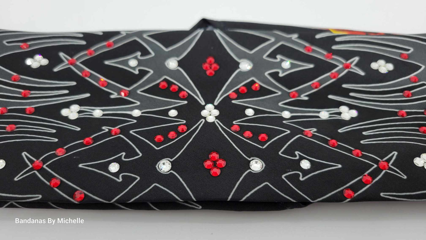 Tribal Bandana with Red and Clear Austrian Crystals (Sku1671)