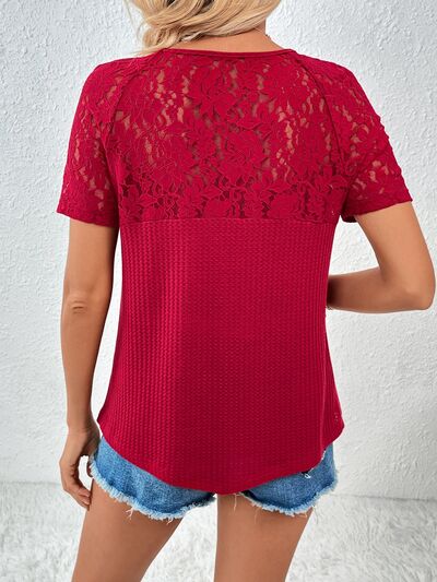 Rally Lace Detail V-Neck Short Sleeve T-Shirt