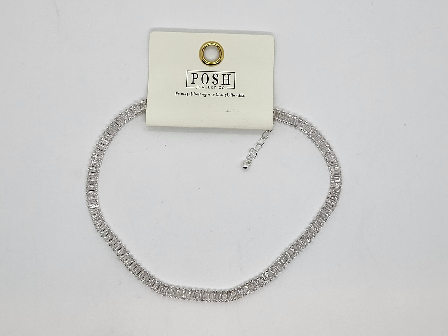 Baguette rhinestone tennis necklace clear crystals (Sku8704)