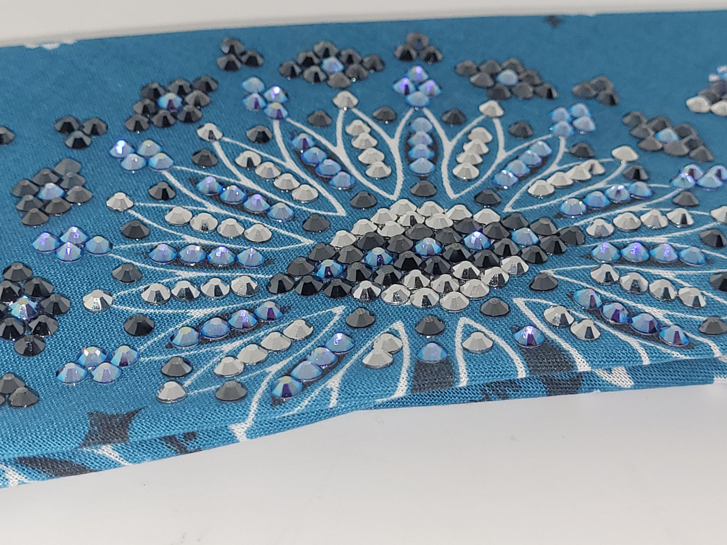 Super LeeAnnette Dark Teal Paisley with Black, Chrome and Blue Shimmer Austrian Crystals (Sku4471)