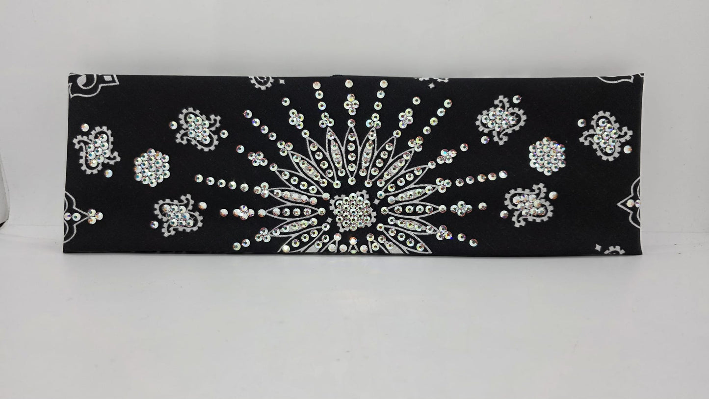 LeeAnnette Black Paisley Bandana with Aurora Borealis Austrian Crystals (L40203)