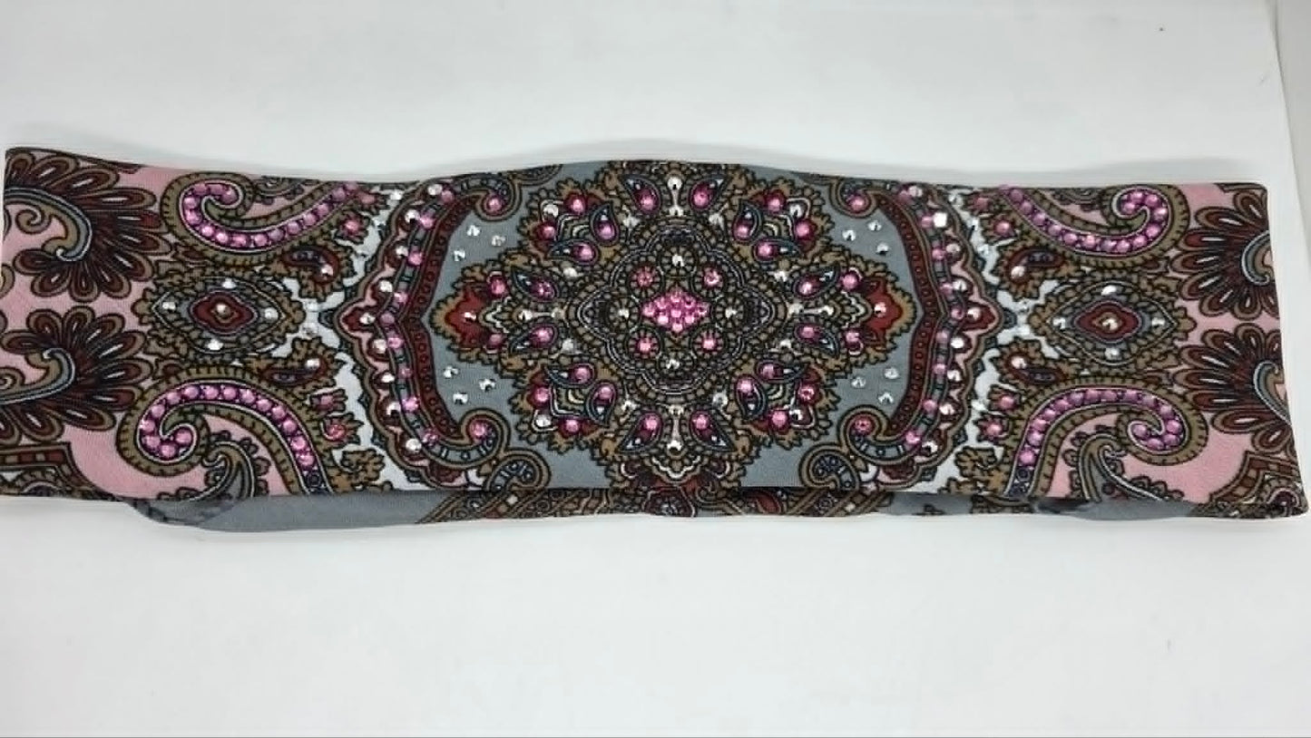 Grey Scarf with Rose and Chrome Austrian Crystals (LS30007)