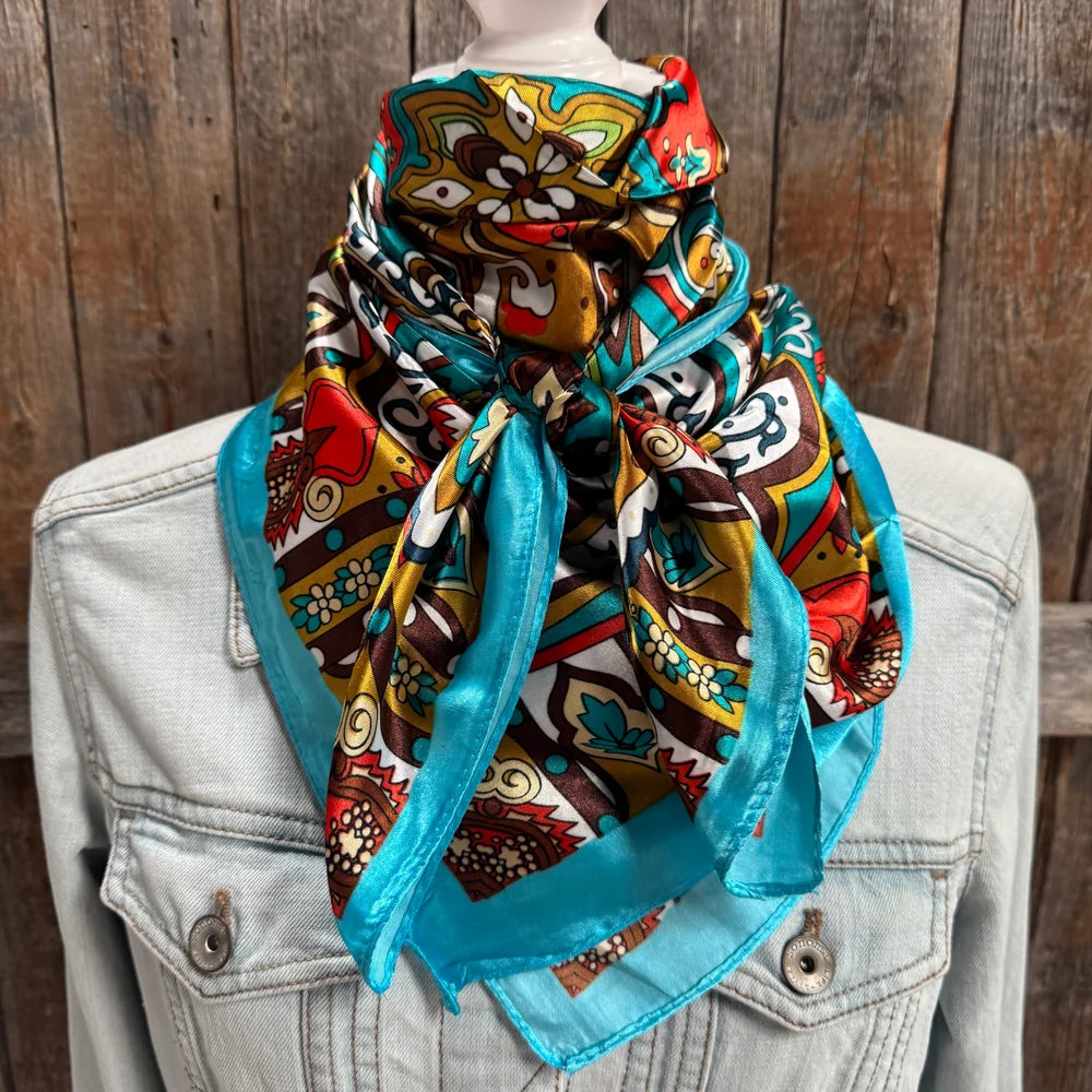 Plain Aqua Paisley Scarf (P31001)