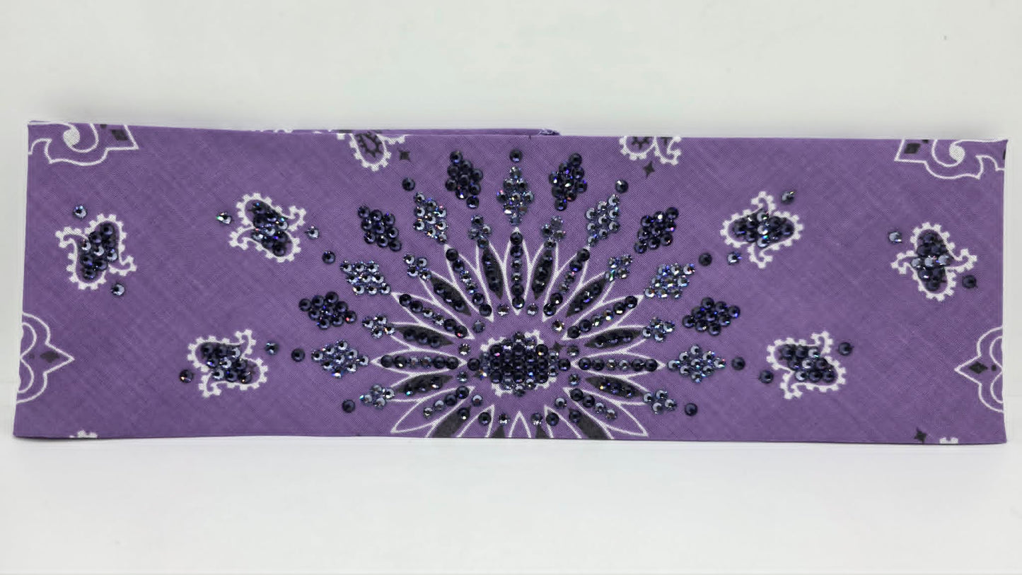 LeeAnnette Lavender Paisley Bandana with Purple Velvet and Lavender Austrian Crystals (L40267)