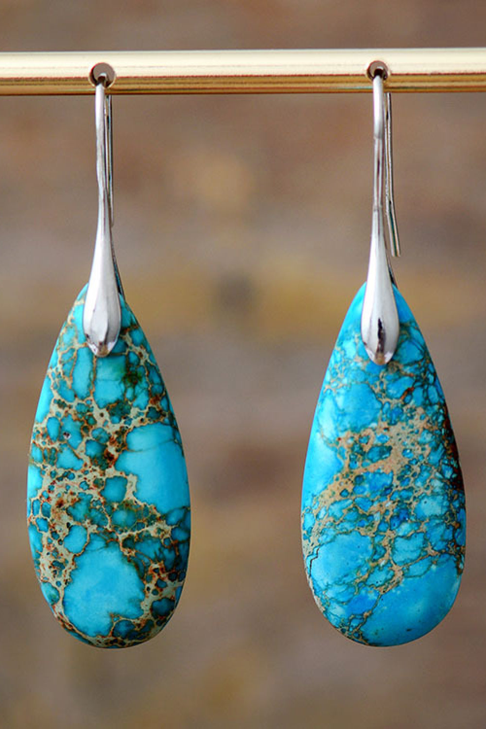 Handmade Teardrop Shape Natural Stone Dangle Earrings (Rally)