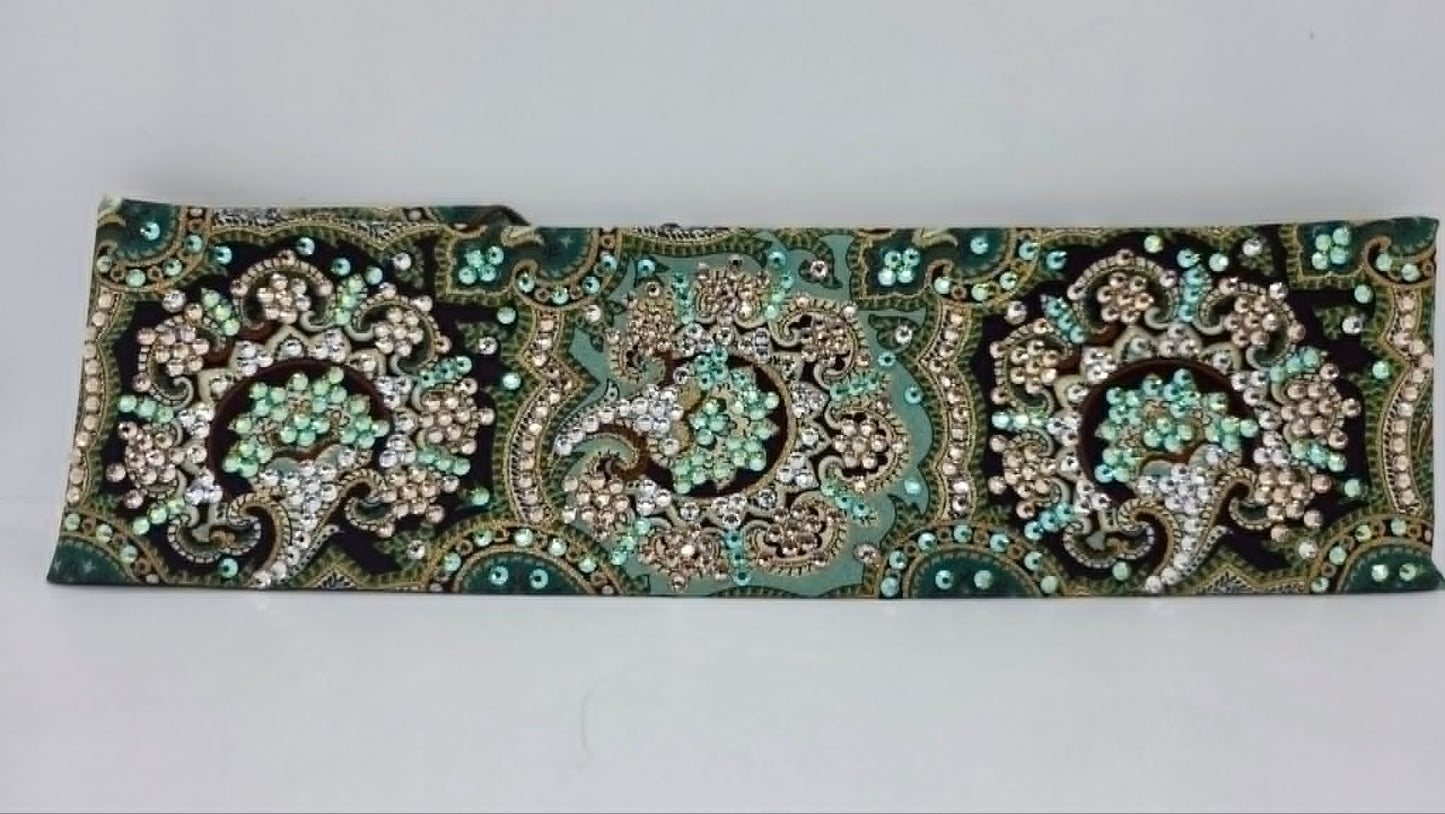 Super LeeAnnette Royal Green Bandana with Peridot Shimmer, Honey and Diamond Clear Austrian Crystals (S48162)