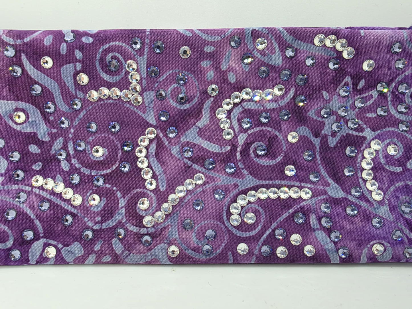 LeeAnnette Purple Batik Bandana with Lavender and Diamond Clear Austrian Crystals (sku40019)