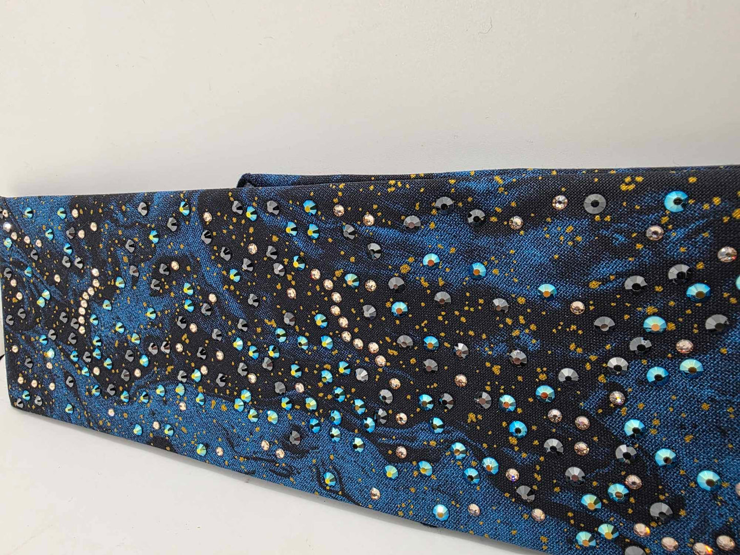 LeeAnnette Dark Waters Bandana with Black, Blue Shimmer and Honey Austrian Crystals (sku40021)
