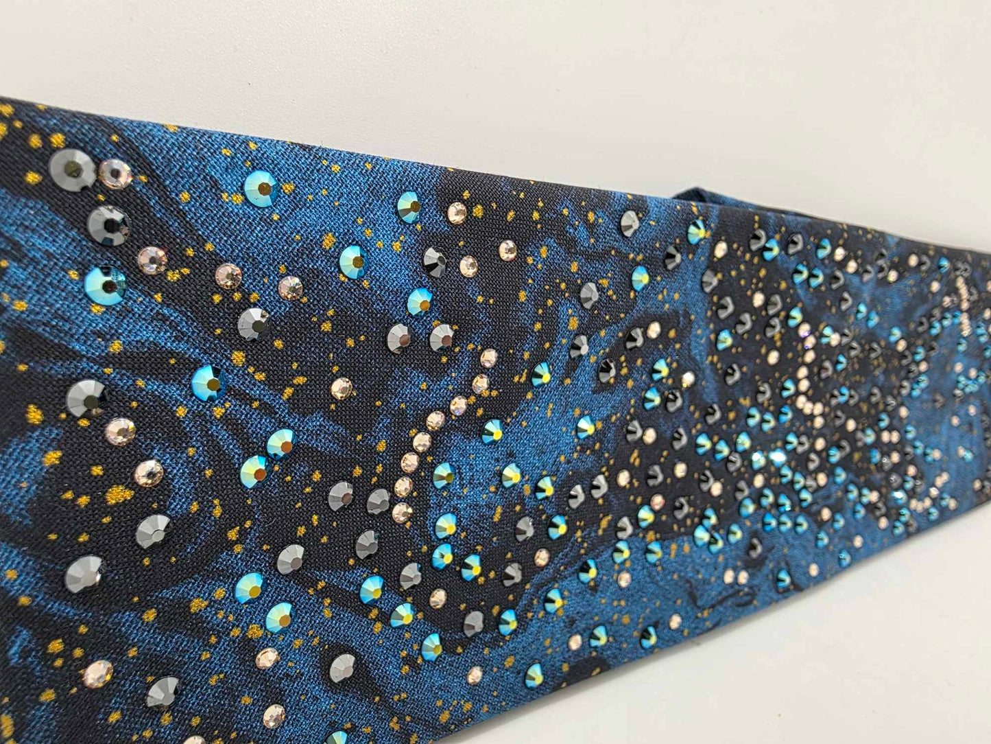 LeeAnnette Dark Waters Bandana with Black, Blue Shimmer and Honey Austrian Crystals (sku40021)