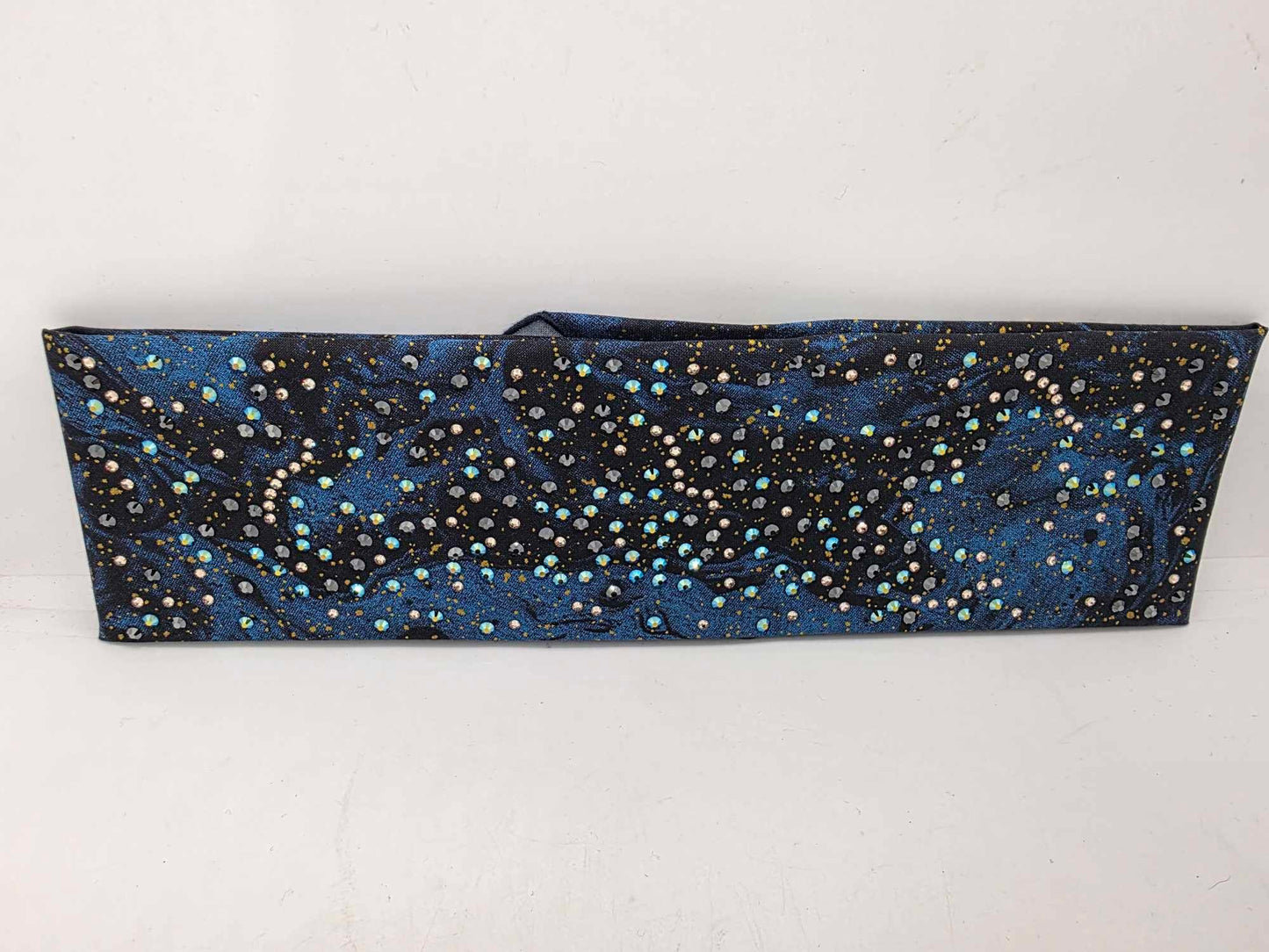 LeeAnnette Dark Waters Bandana with Black, Blue Shimmer and Honey Austrian Crystals (sku40021)