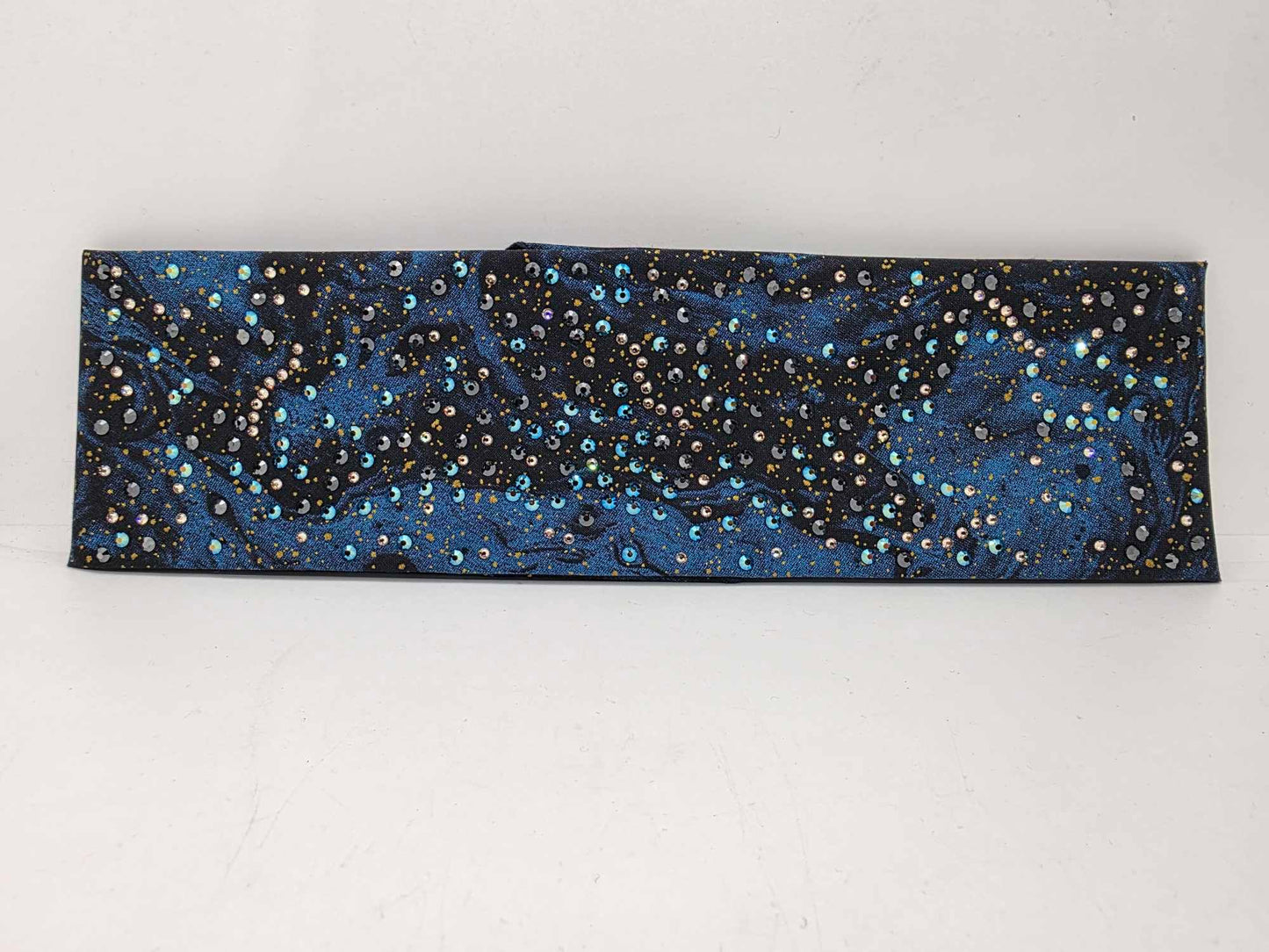 LeeAnnette Dark Waters Bandana with Black, Blue Shimmer and Honey Austrian Crystals (sku40021)