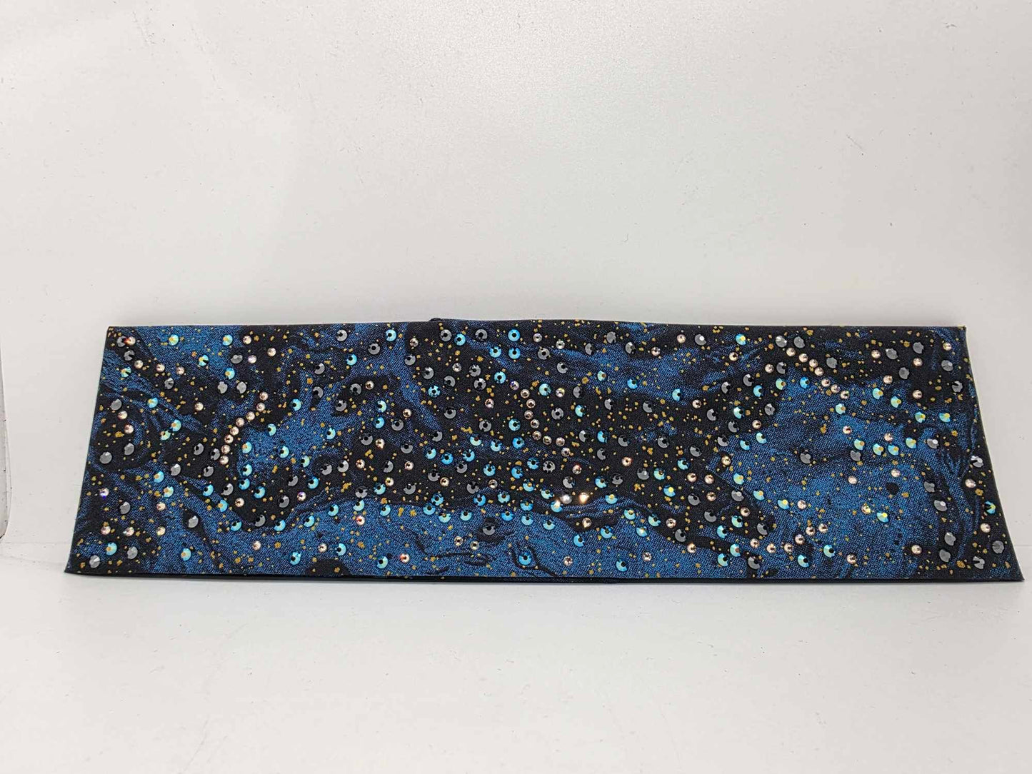 LeeAnnette Dark Waters Bandana with Black, Blue Shimmer and Honey Austrian Crystals (sku40021)