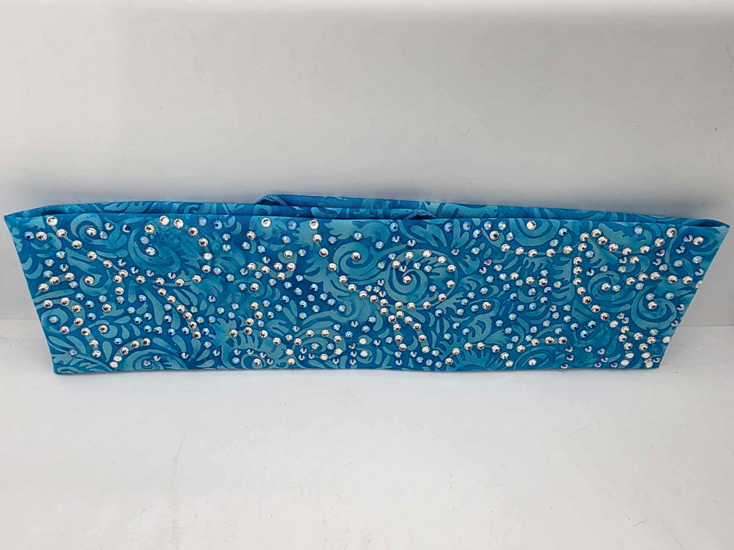 LeeAnnette Blue Batik Bandana with Blue Shimmer and Diamond Clear Austrian Crystals (sku40023)