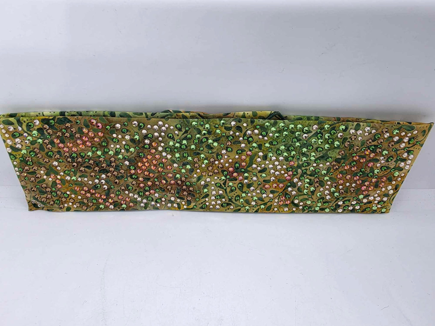 Super LeeAnnette Green Vines Batik Bandana with Light Green, Dark Green, Brown, Lava and Honey Austrian Crystals (sku40026)