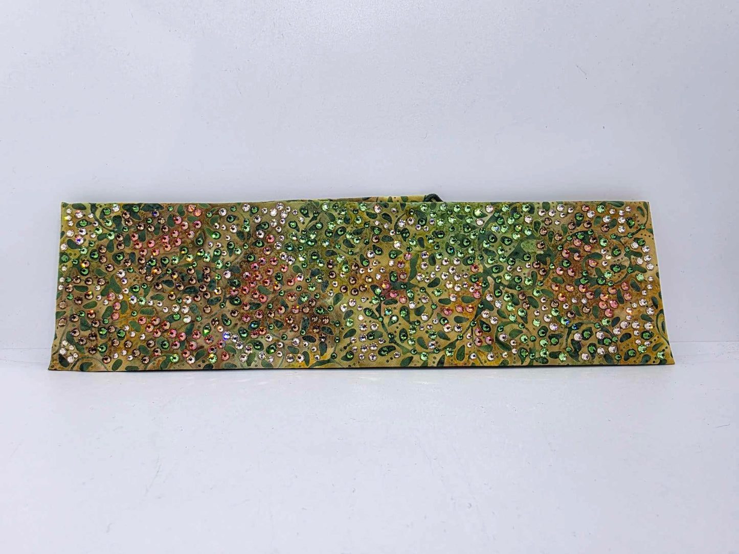 Super LeeAnnette Green Vines Batik Bandana with Light Green, Dark Green, Brown, Lava and Honey Austrian Crystals (sku40026)