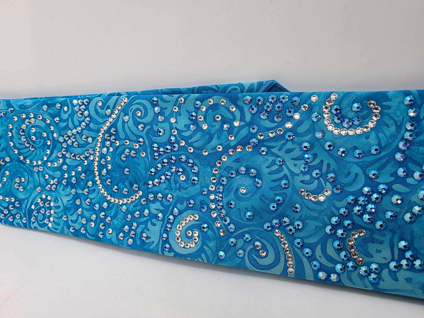 Super LeeAnnette Blue Batik Bandana with Blue Shimmer and Diamond Clear Austrian Crystals (sku40028)