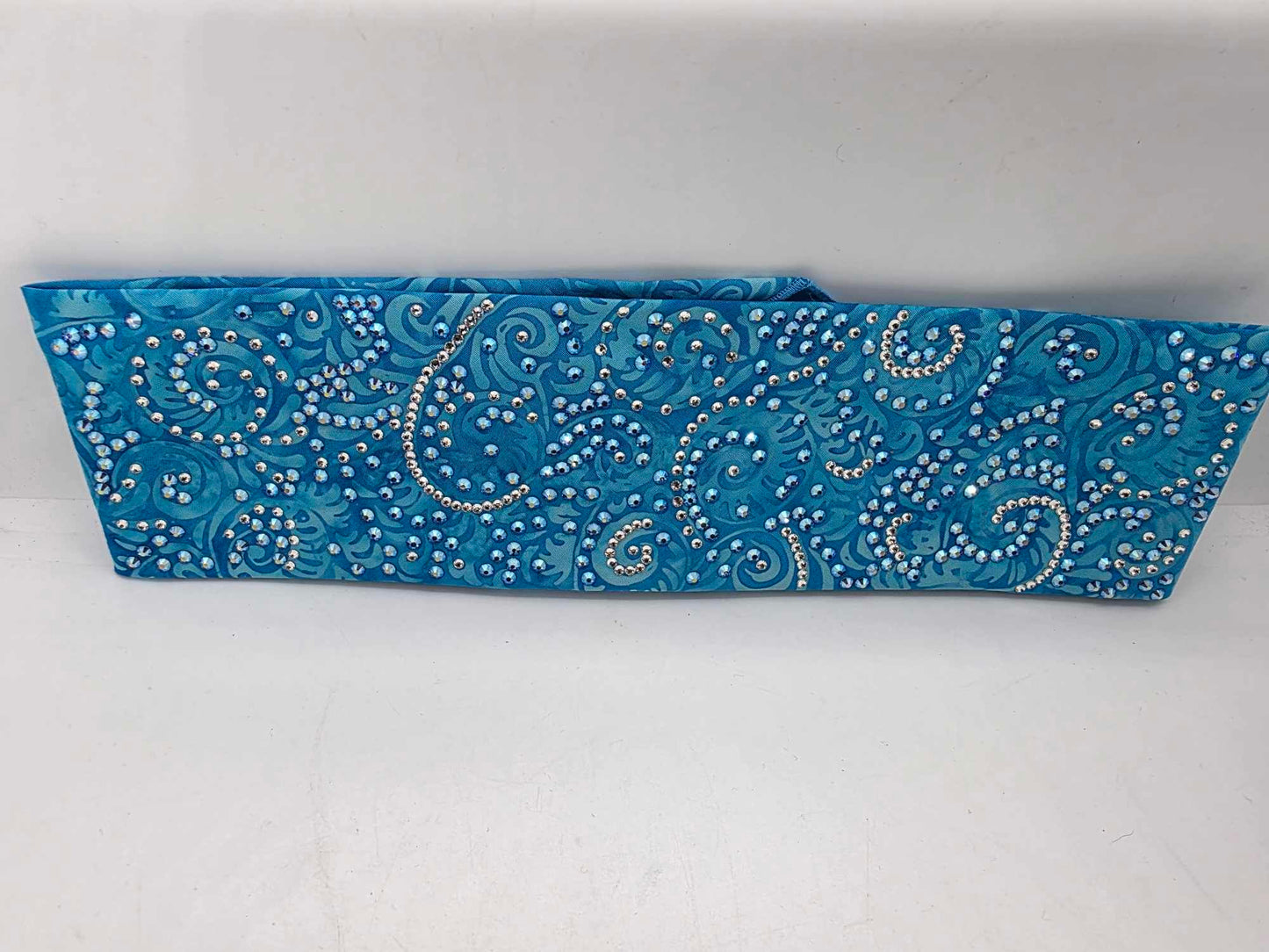 Super LeeAnnette Blue Batik Bandana with Blue Shimmer and Diamond Clear Austrian Crystals (sku40028)