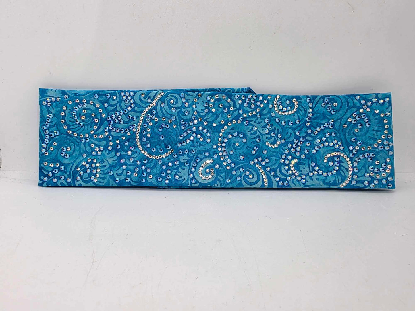 Super LeeAnnette Blue Batik Bandana with Blue Shimmer and Diamond Clear Austrian Crystals (sku40028)
