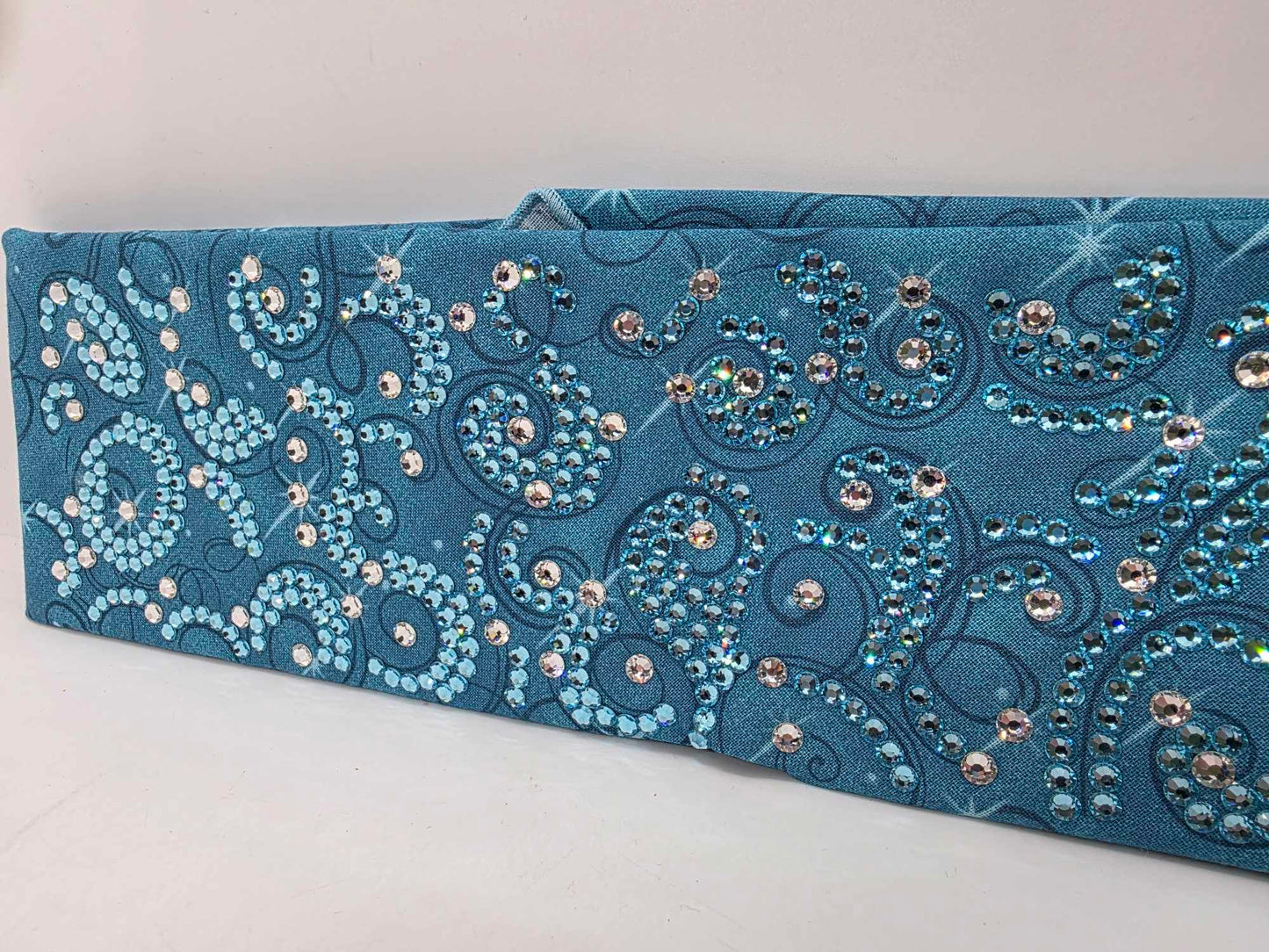 Super LeeAnnette Blue Scroll Bandana with Blue Shimmer and Diamond Clear Austrian Crystals (sku40029)