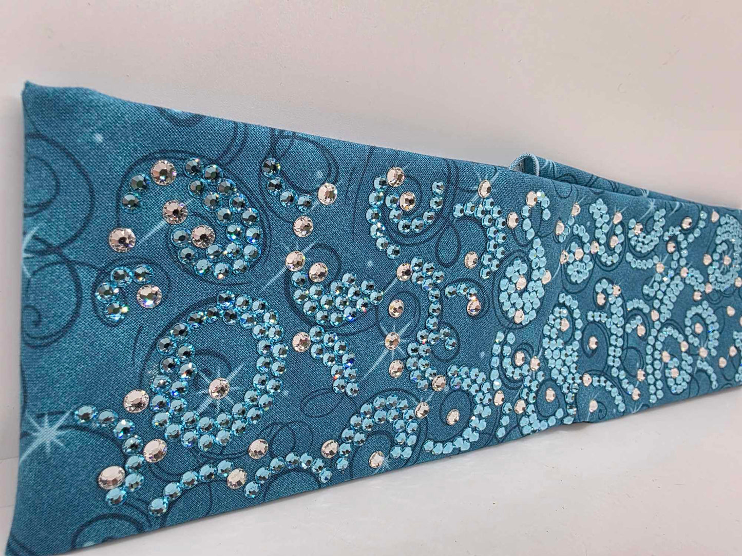 Super LeeAnnette Blue Scroll Bandana with Blue Shimmer and Diamond Clear Austrian Crystals (sku40029)