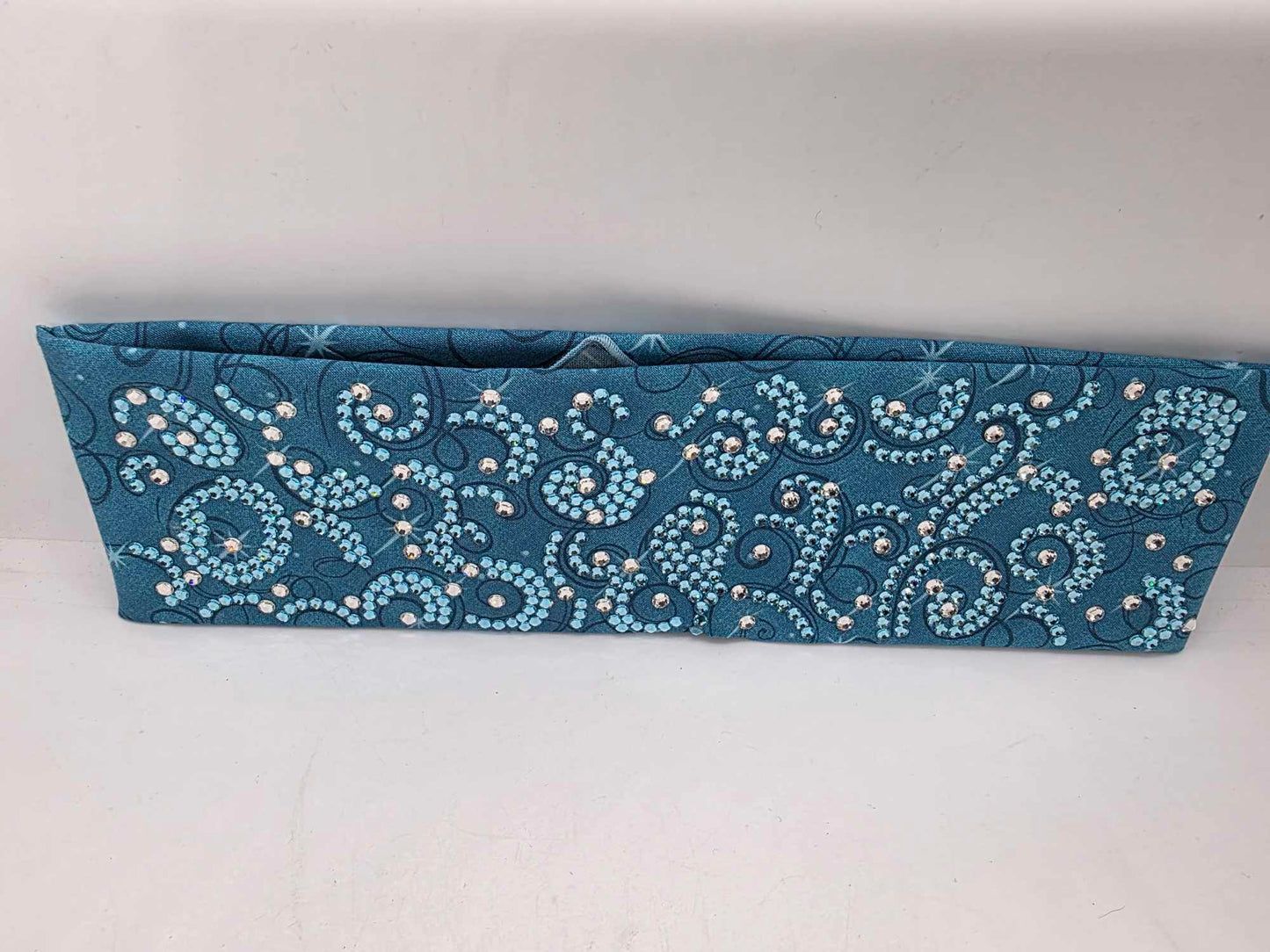 Super LeeAnnette Blue Scroll Bandana with Blue Shimmer and Diamond Clear Austrian Crystals (sku40029)