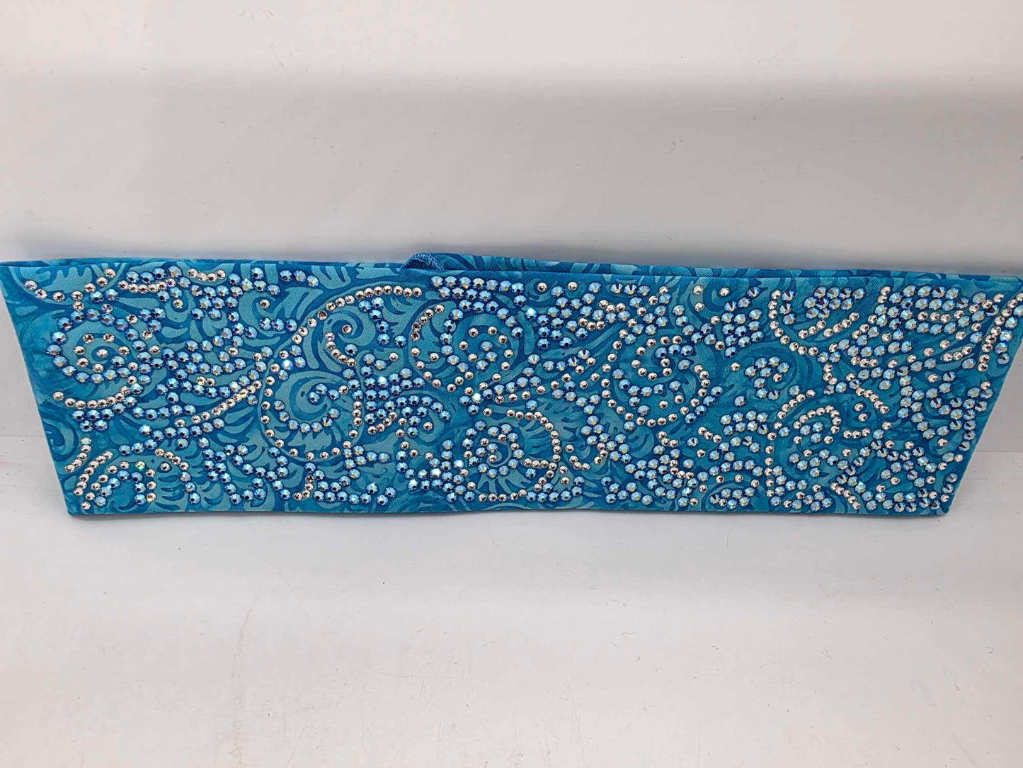 Super Duper LeeAnnette Blue Batik Bandana with Blue Shimmer and Diamond Clear Austrian Crystals (Sku40031)