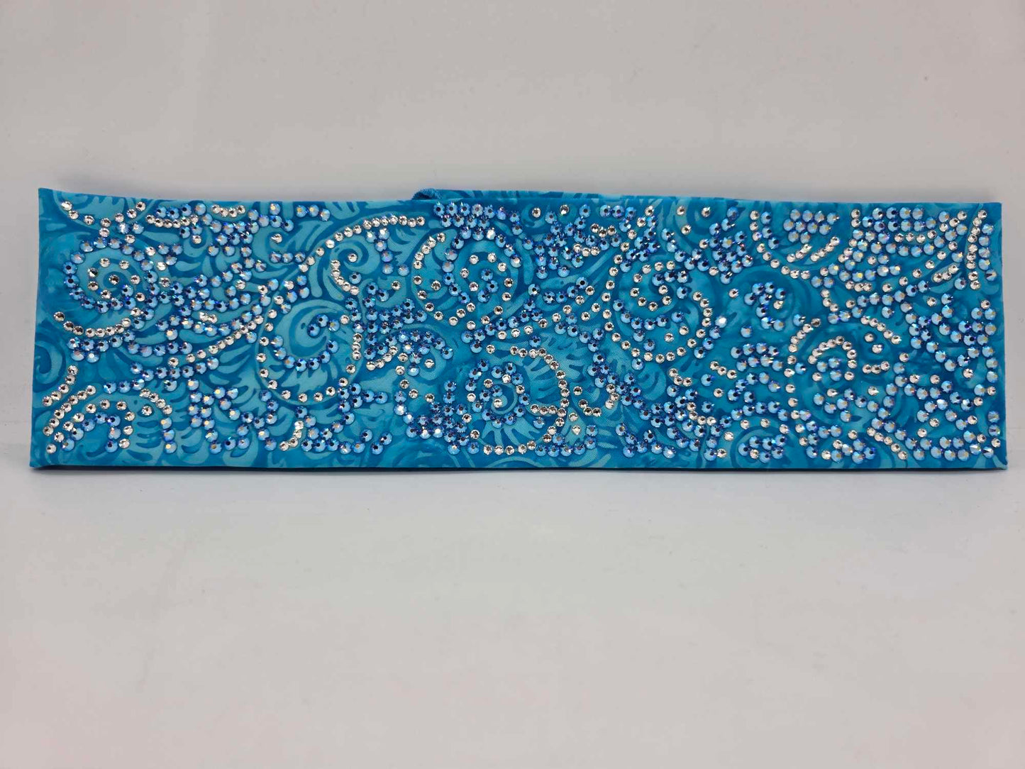 Super Duper LeeAnnette Blue Batik Bandana with Blue Shimmer and Diamond Clear Austrian Crystals (Sku40031)
