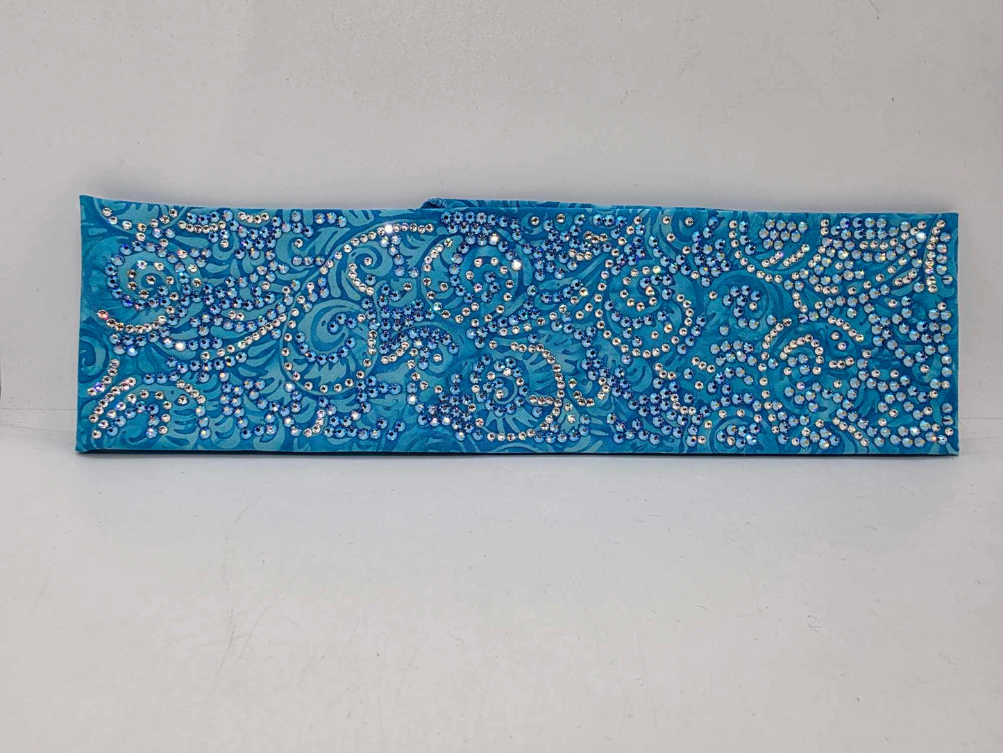 Super Duper LeeAnnette Blue Batik Bandana with Blue Shimmer and Diamond Clear Austrian Crystals (Sku40031)