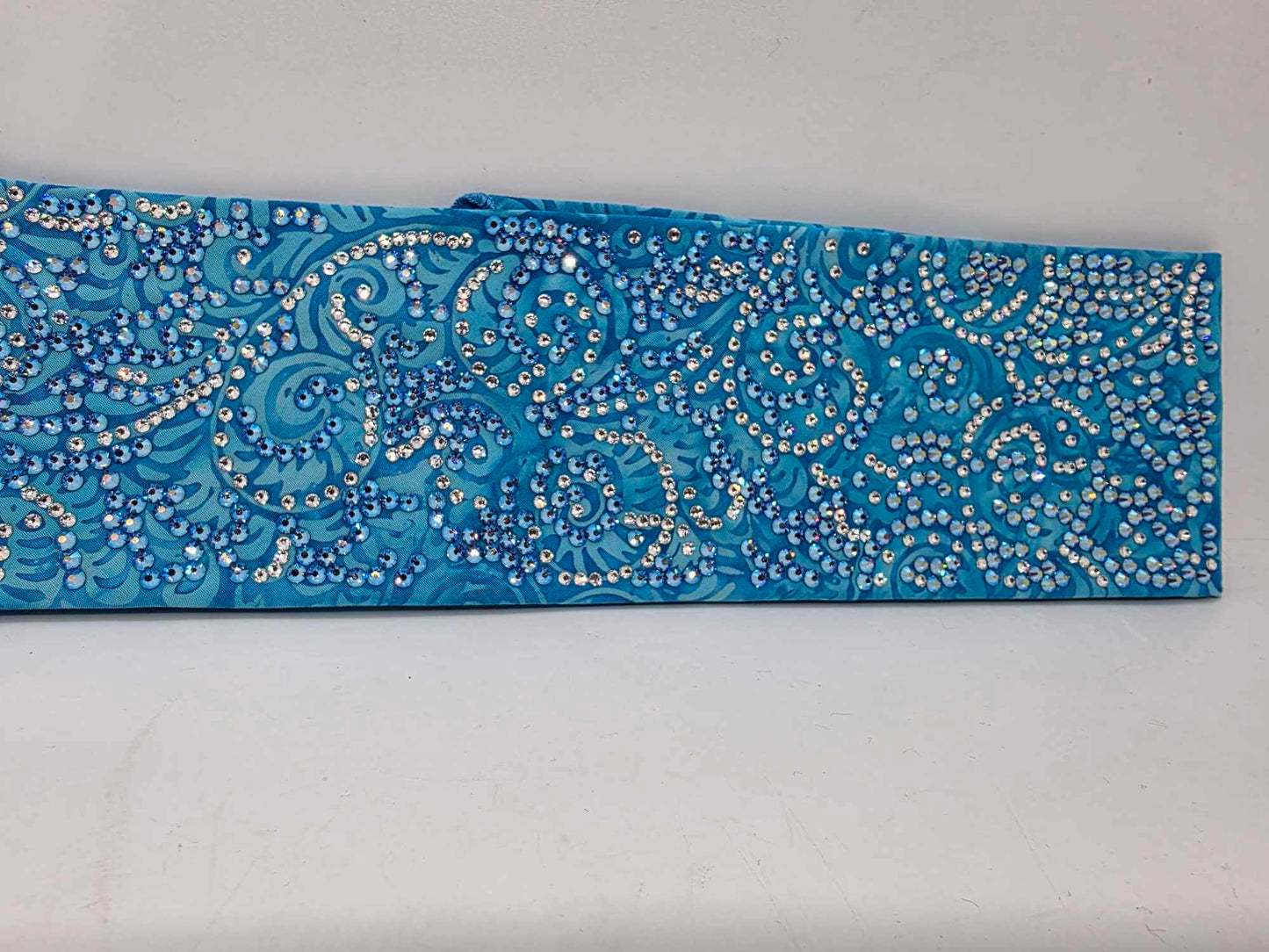 Super Duper LeeAnnette Blue Batik Bandana with Blue Shimmer and Diamond Clear Austrian Crystals (Sku40031)