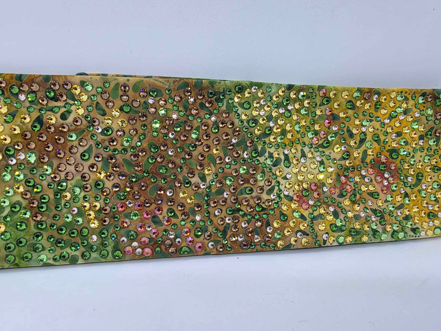 Super Duper LeeAnnette Green Vines Batik Bandana with Light Green, Dark Green, Lava, Brown and Honey Austrian Crystals (Sku40032)
