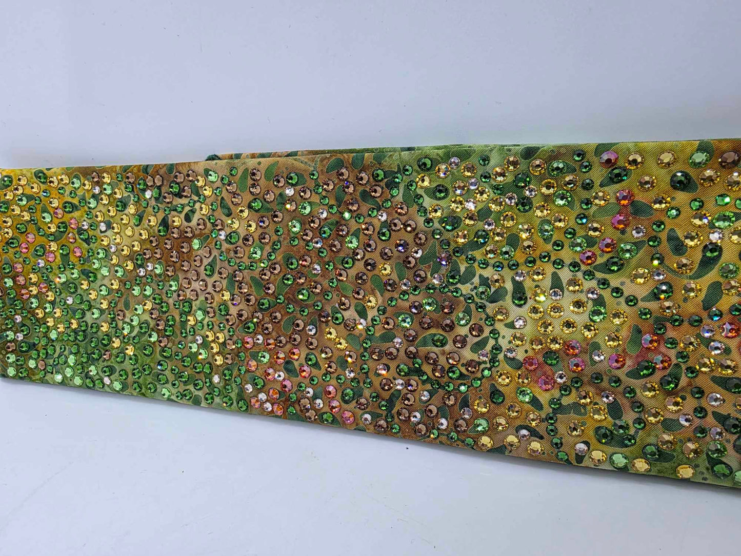 Super Duper LeeAnnette Green Vines Batik Bandana with Light Green, Dark Green, Lava, Brown and Honey Austrian Crystals (Sku40032)