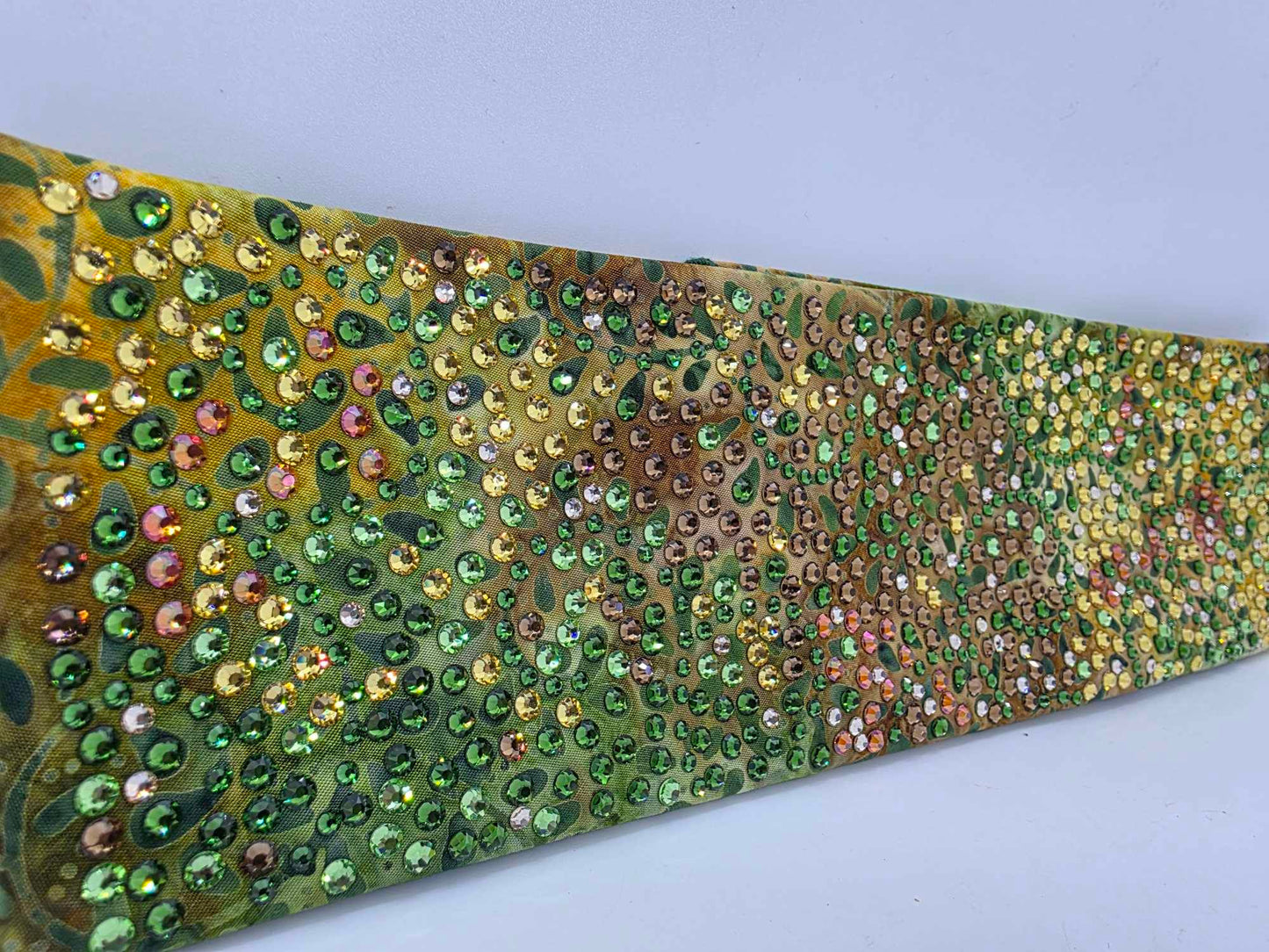Super Duper LeeAnnette Green Vines Batik Bandana with Light Green, Dark Green, Lava, Brown and Honey Austrian Crystals (Sku40032)