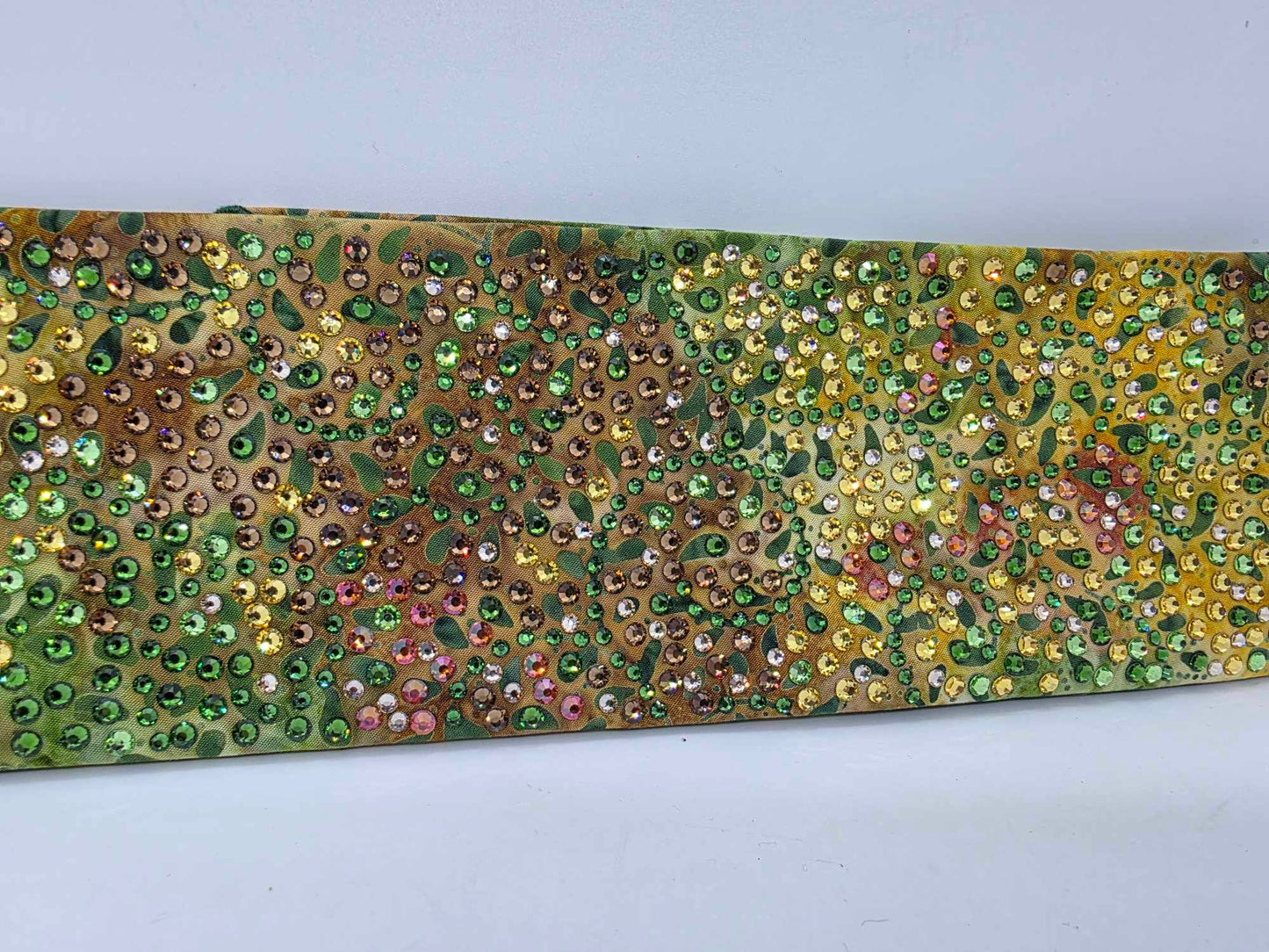 Super Duper LeeAnnette Green Vines Batik Bandana with Light Green, Dark Green, Lava, Brown and Honey Austrian Crystals (Sku40032)