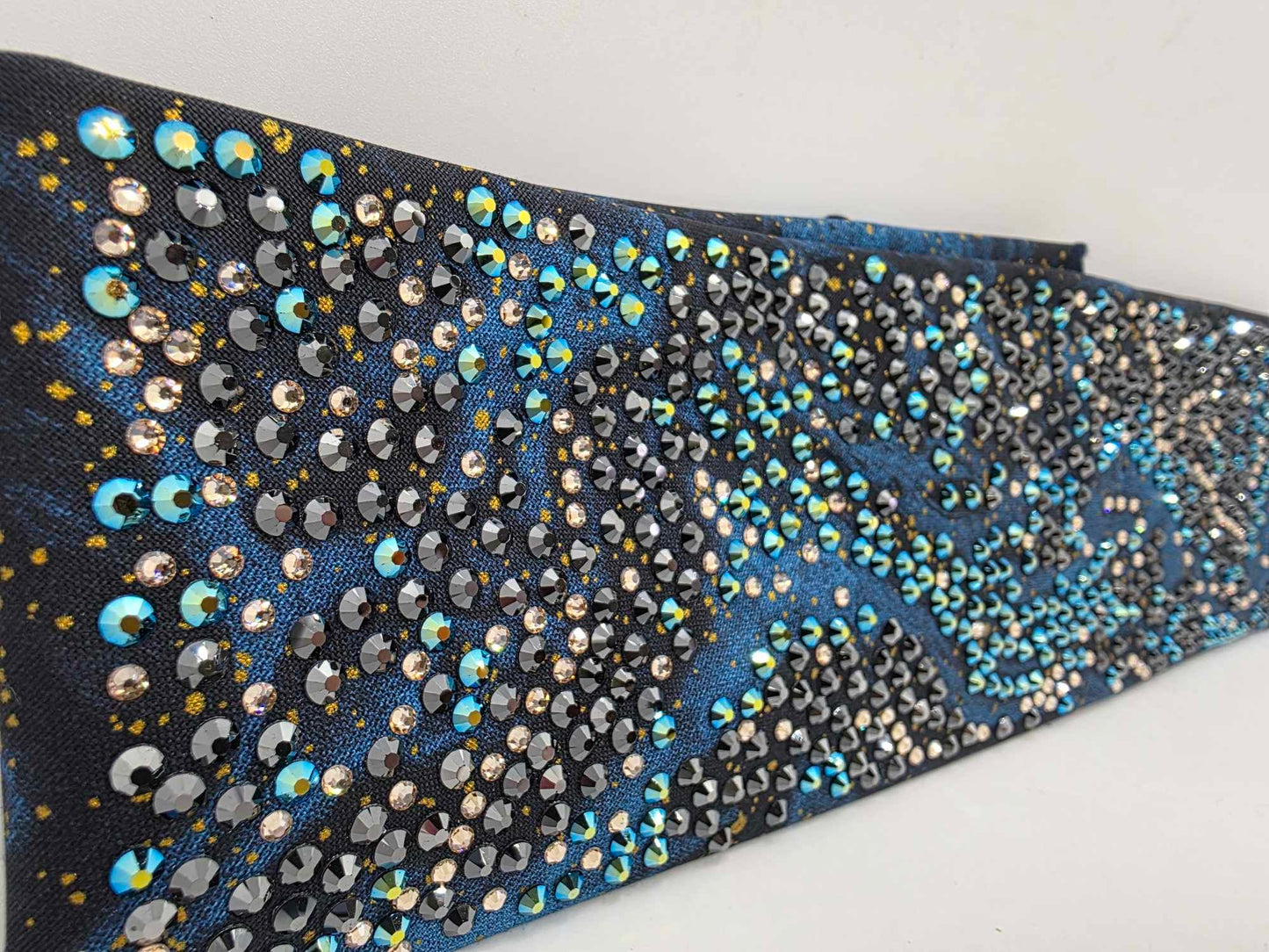 Super Duper LeeAnnette Dark Waters Bandana with Black, Black Shimmer and Honey Austrian Crystals (Sku40033)