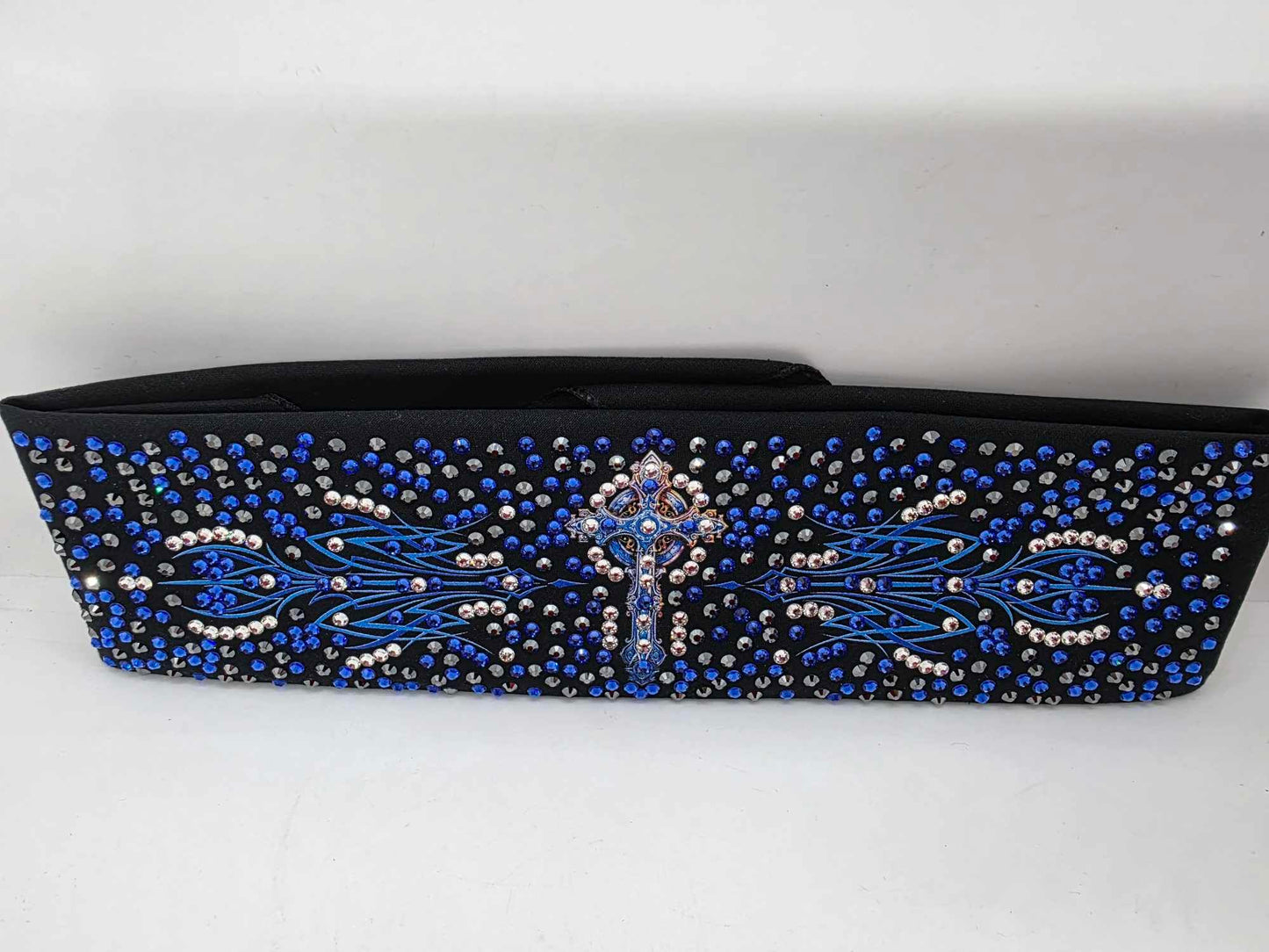 Super LeeAnnette Blue Cross Bandana with Blue, Black and Diamond Clear Austrian Crystals (sku40036)