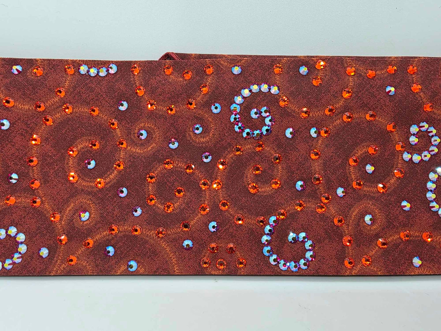 LeeAnnette Rust Scroll Bandana with Hyacinth and Red Shimmer Austrian Crystals (sku40039)