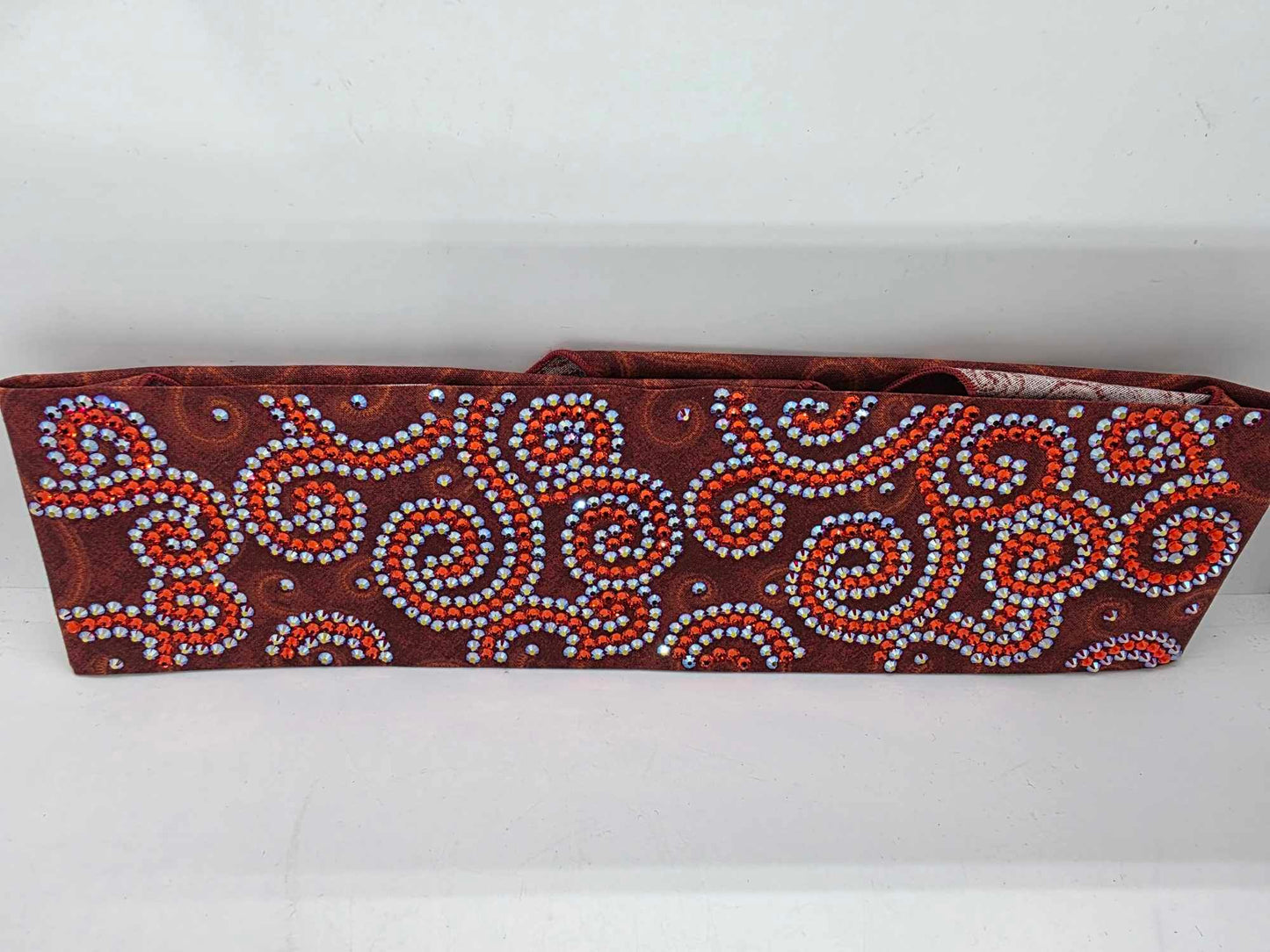 Super Duper LeeAnnette Rust Bandana with Hyacinth and Red Shimmer Austrian Crystals (Sku40041)
