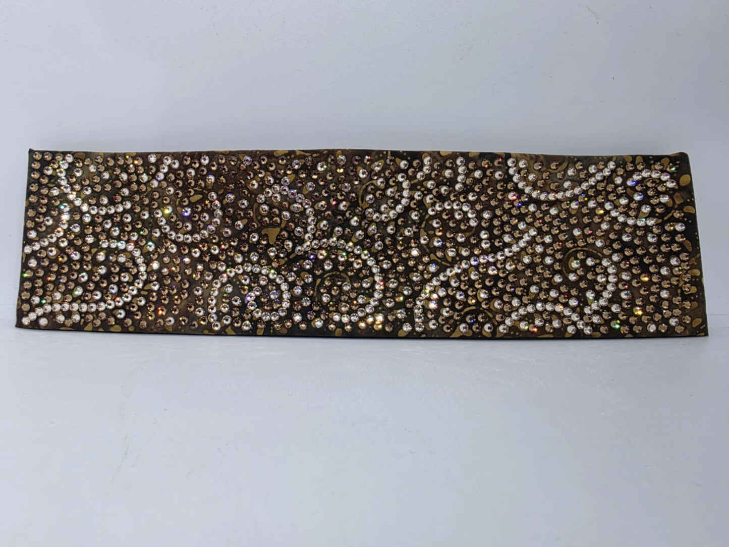 Super Duper LeeAnnette Brown Batik Vines Bandana with Light Brown and Honey Austrian Crystals (Sku40046)