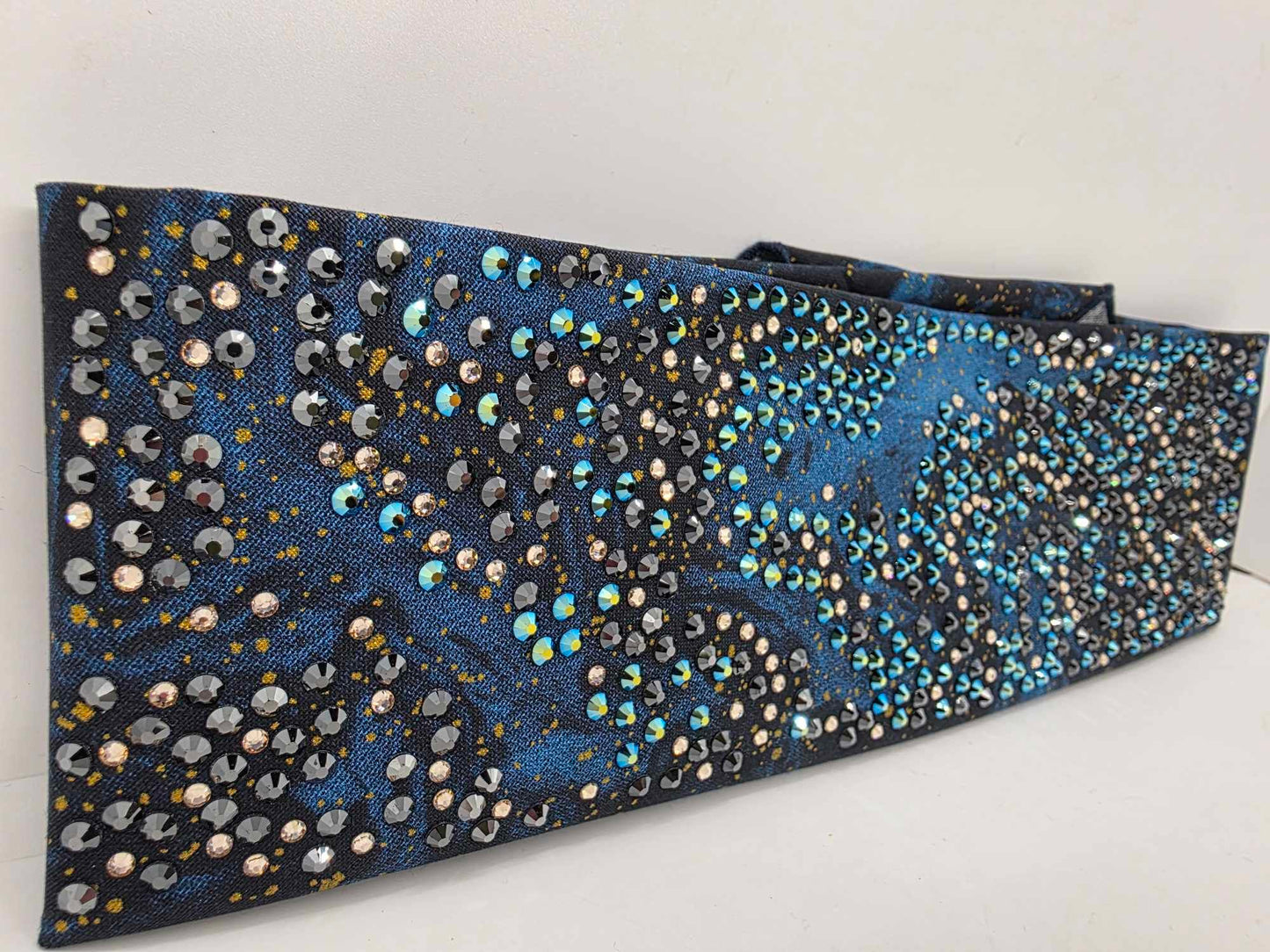 Super LeeAnnette Dark Waters Bandana with Black, Blue Shimmer and Honey Austrian Crystals (sku40027)