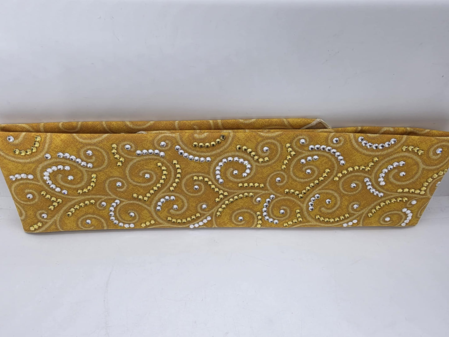 LeeAnnette Yellow Scrolls Bandana with Yellow and Diamond Clear Austrian Crystals (sku40054)