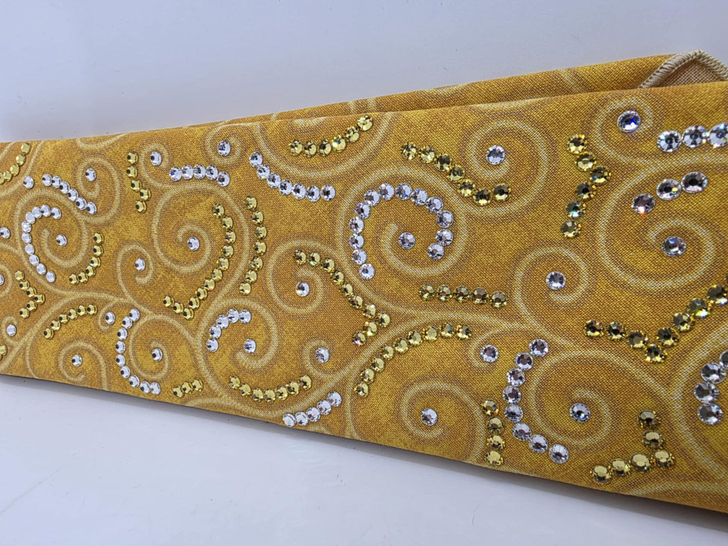 LeeAnnette Yellow Scrolls Bandana with Yellow and Diamond Clear Austrian Crystals (sku40054)