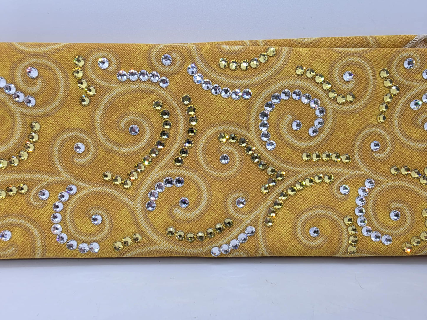 LeeAnnette Yellow Scrolls Bandana with Yellow and Diamond Clear Austrian Crystals (sku40054)