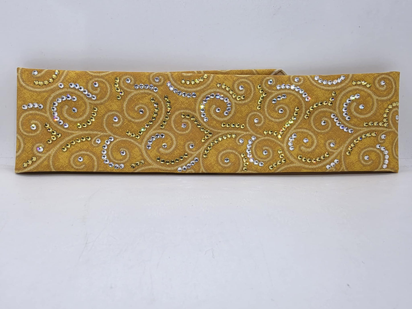 LeeAnnette Yellow Scrolls Bandana with Yellow and Diamond Clear Austrian Crystals (sku40054)
